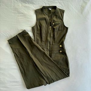 VENUS Olive Green Zip-Front Jumpsuit, Size US 2